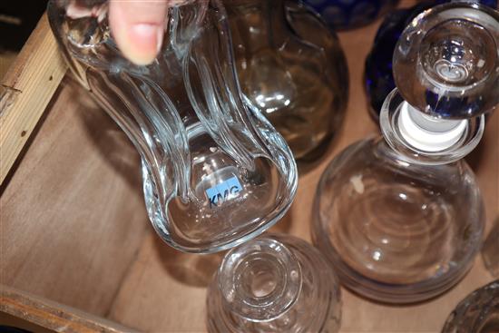 A collection of glass decanters